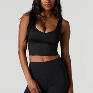 Black Women's Atheltic Crop Top